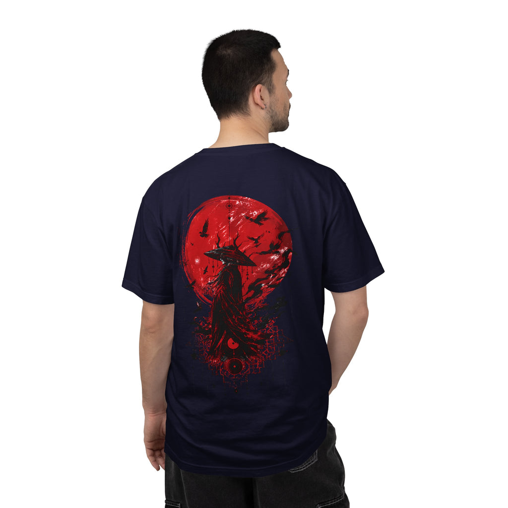 Japanese samurai red moon graphic t-shirt - product photo 46
