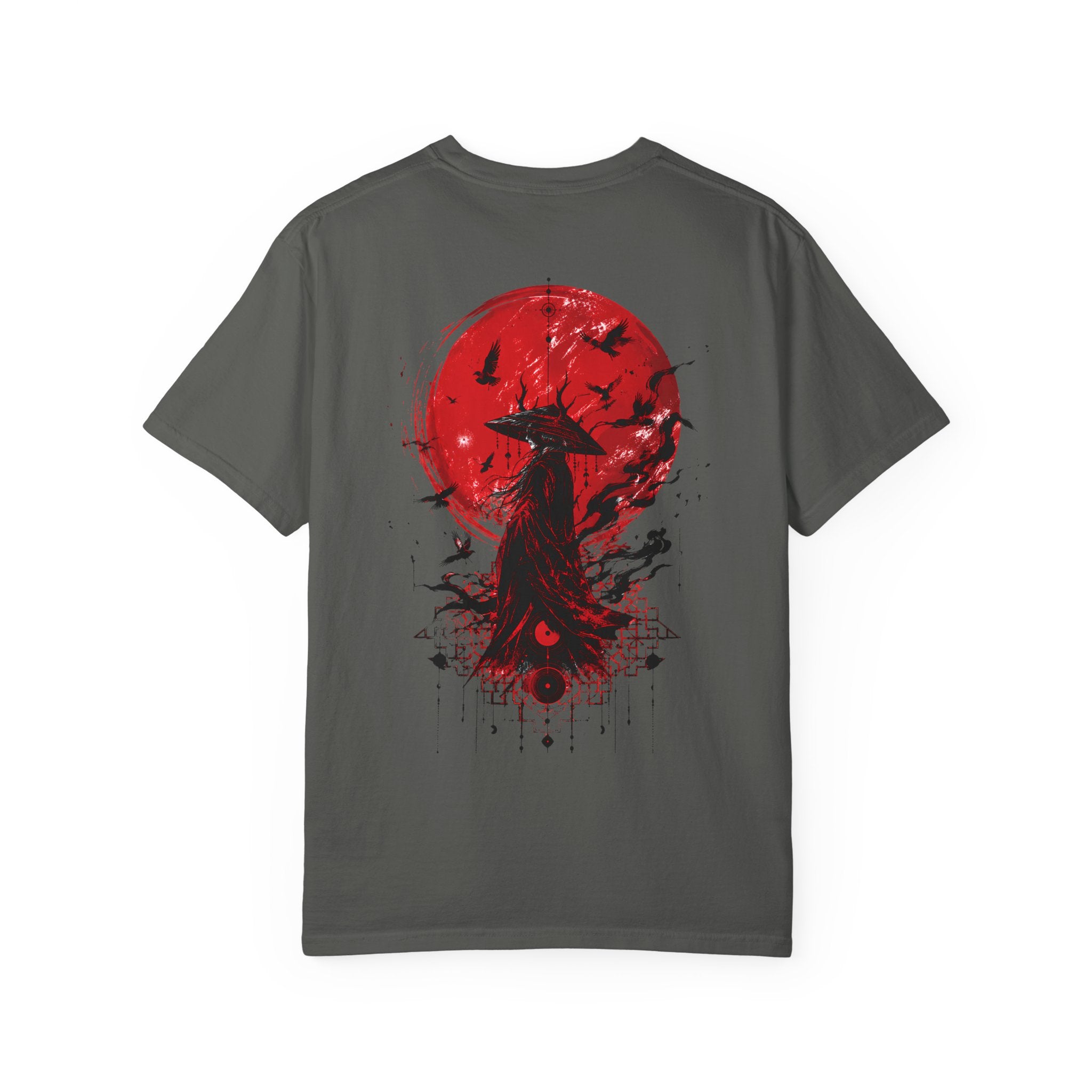 Japanese samurai red moon graphic t-shirt - color option
