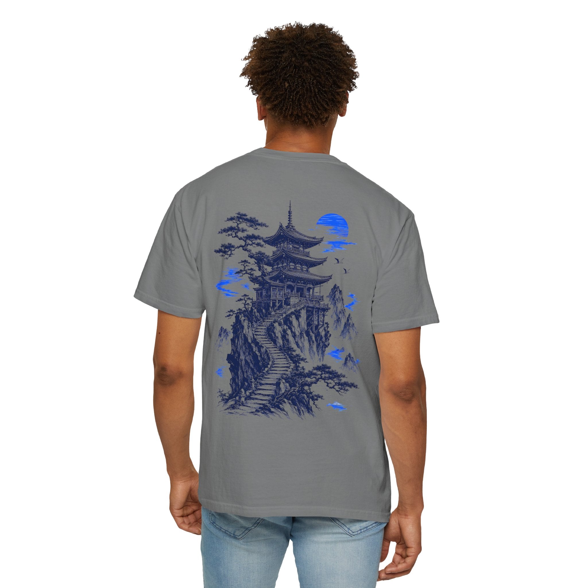 Japanese Pagoda Graphic T-Shirt – Blue Mountain Back Print