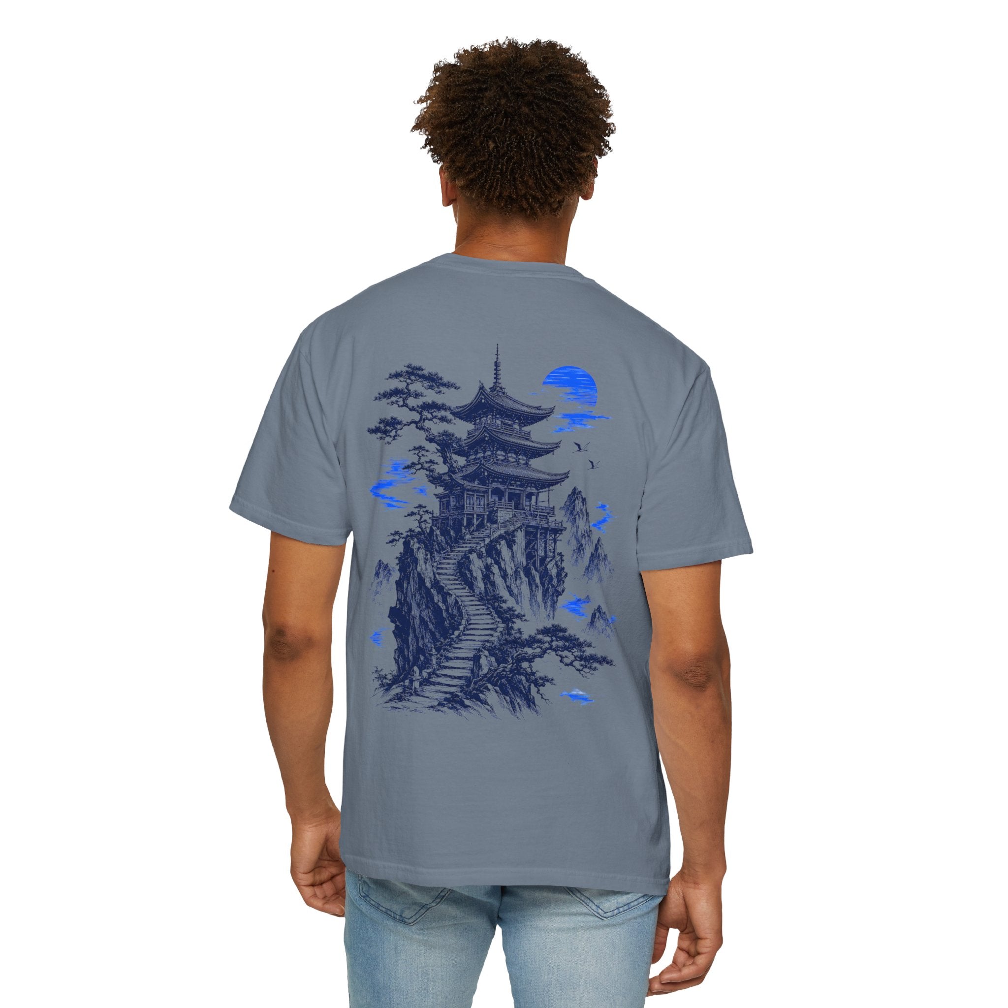 Japanese Pagoda Graphic T-Shirt – Blue Mountain Back Print