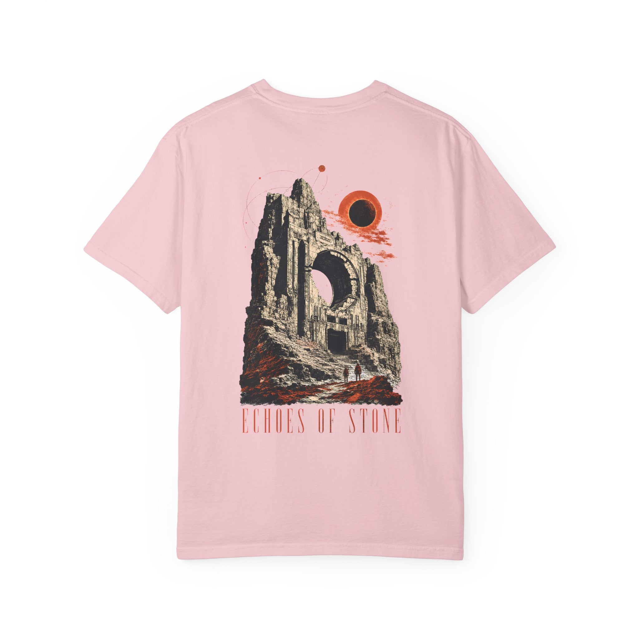 Vintage Ruins Graphic T-Shirt – Echoes of Stone Eclipse Back Print Tee