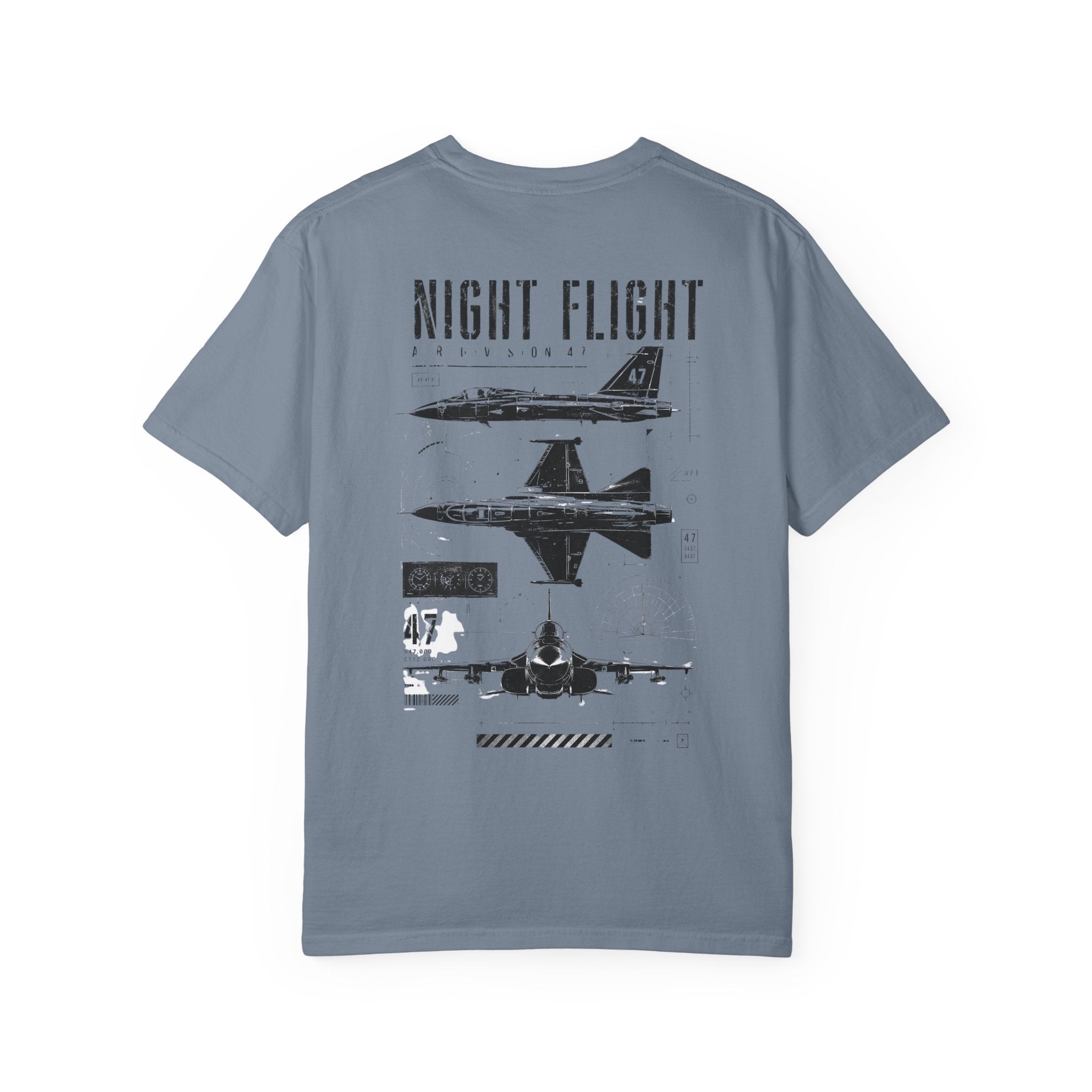 Night Flight Jet Graphic T-Shirt, Vintage Aviation Relaxed Fit Tee