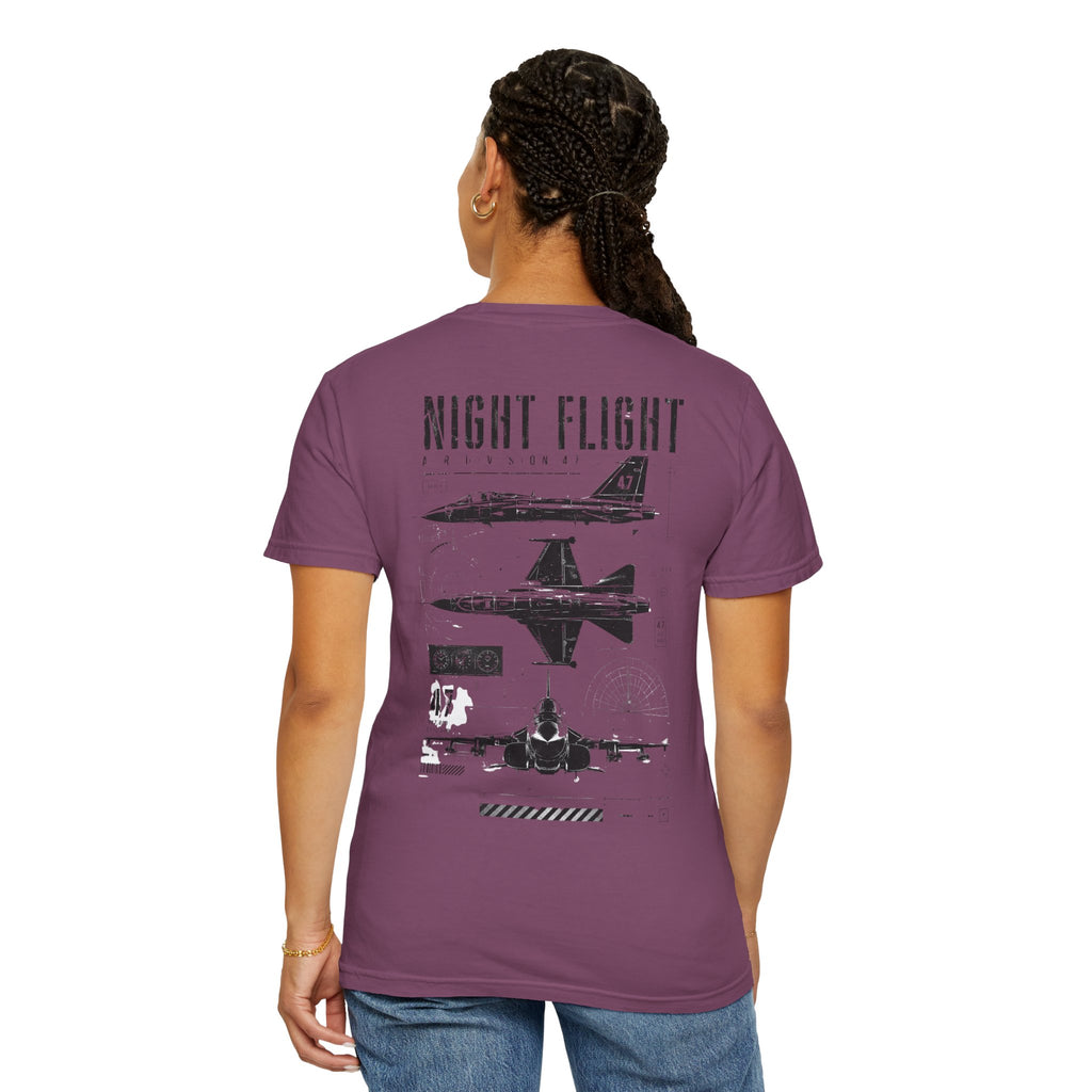 Night Flight Jet Graphic T-Shirt, Vintage Aviation Relaxed Fit Tee