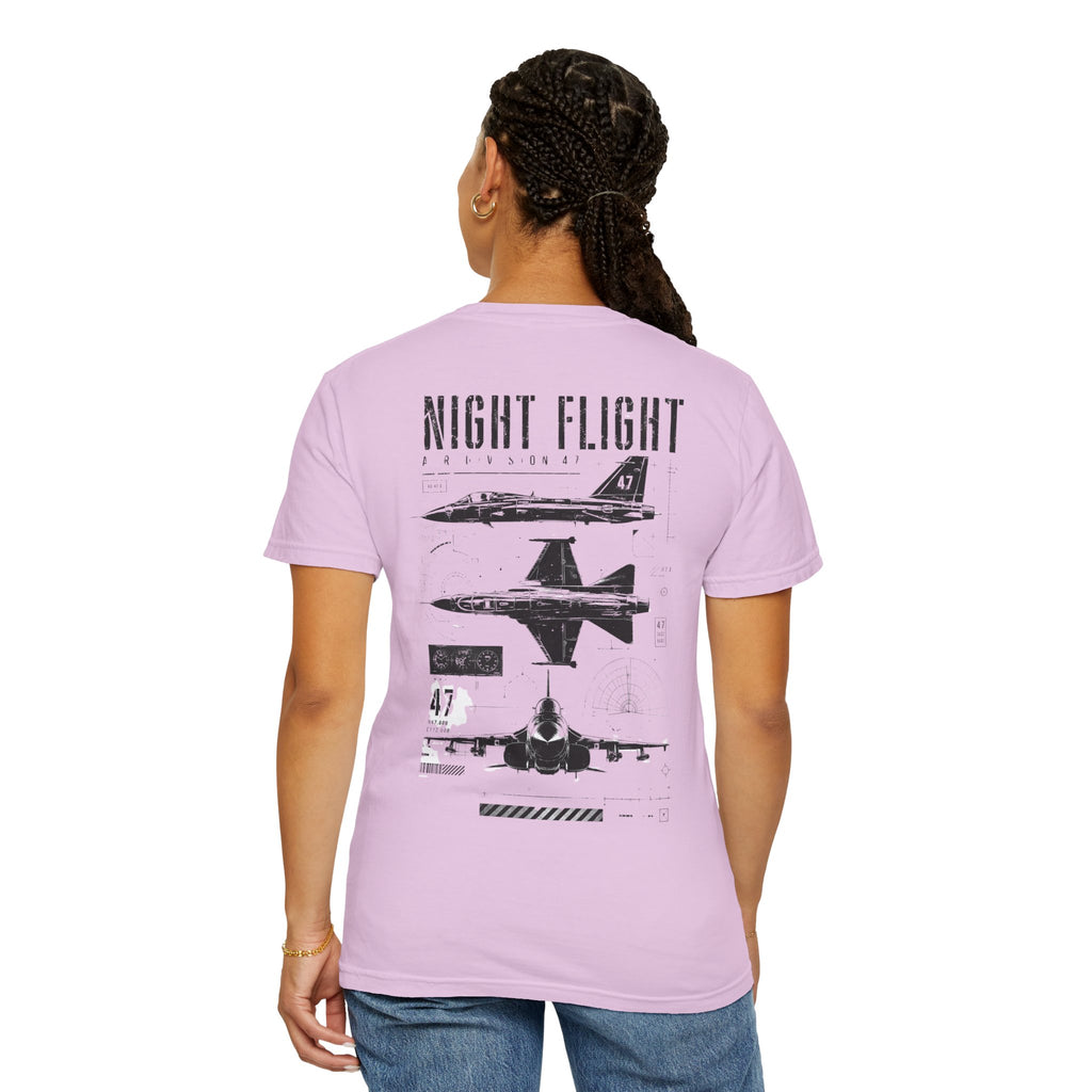 Night Flight Jet Graphic T-Shirt, Vintage Aviation Relaxed Fit Tee