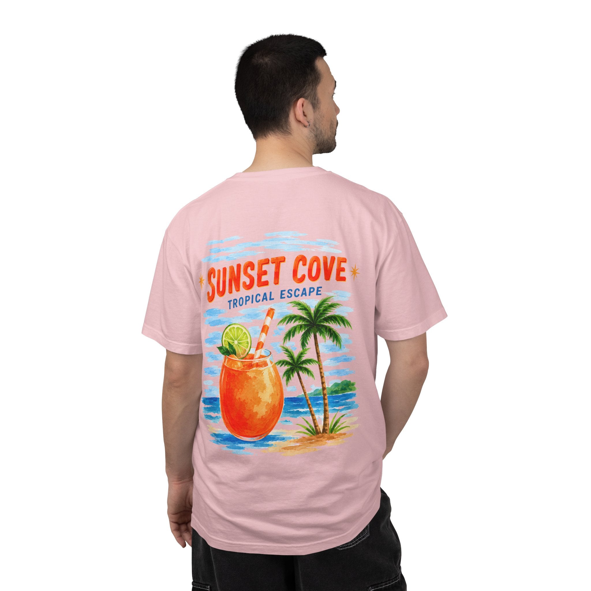 Sunset Cove tropical cocktail graphic t-shirt - product photo 10