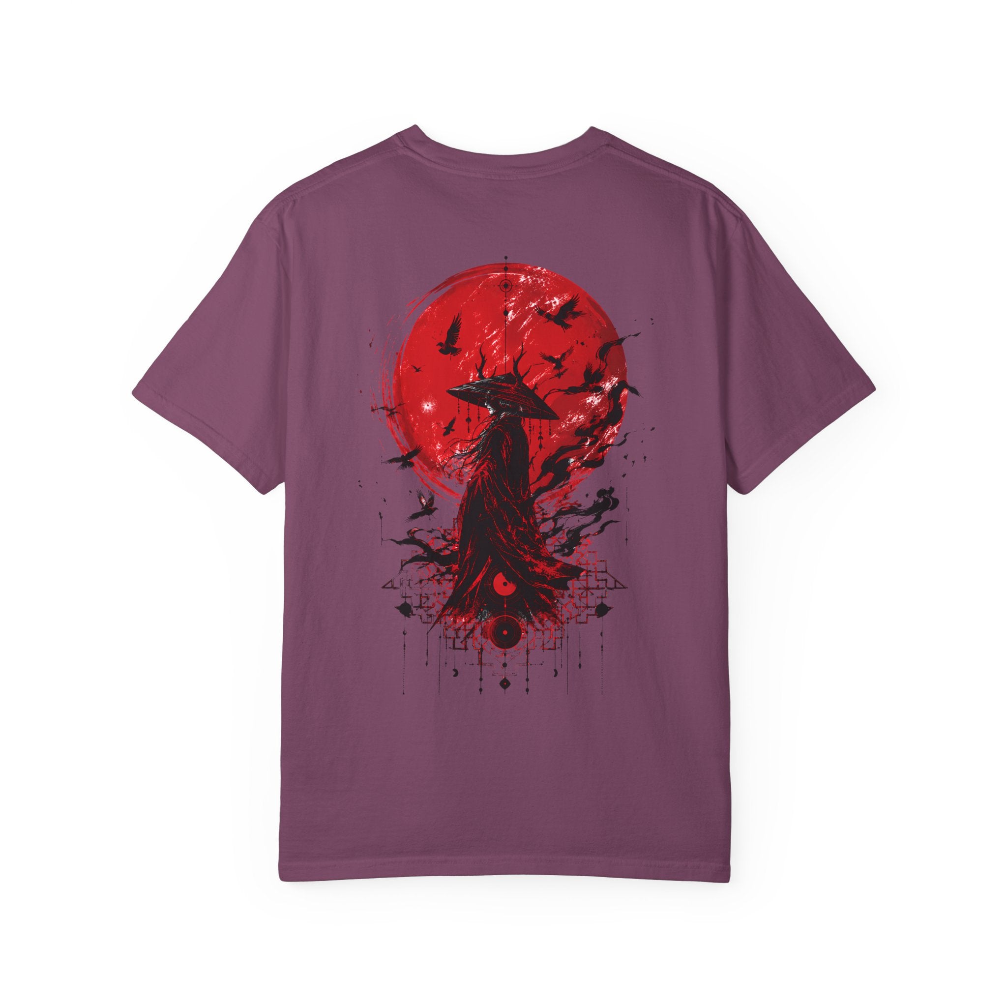 Japanese samurai red moon graphic t-shirt - color option