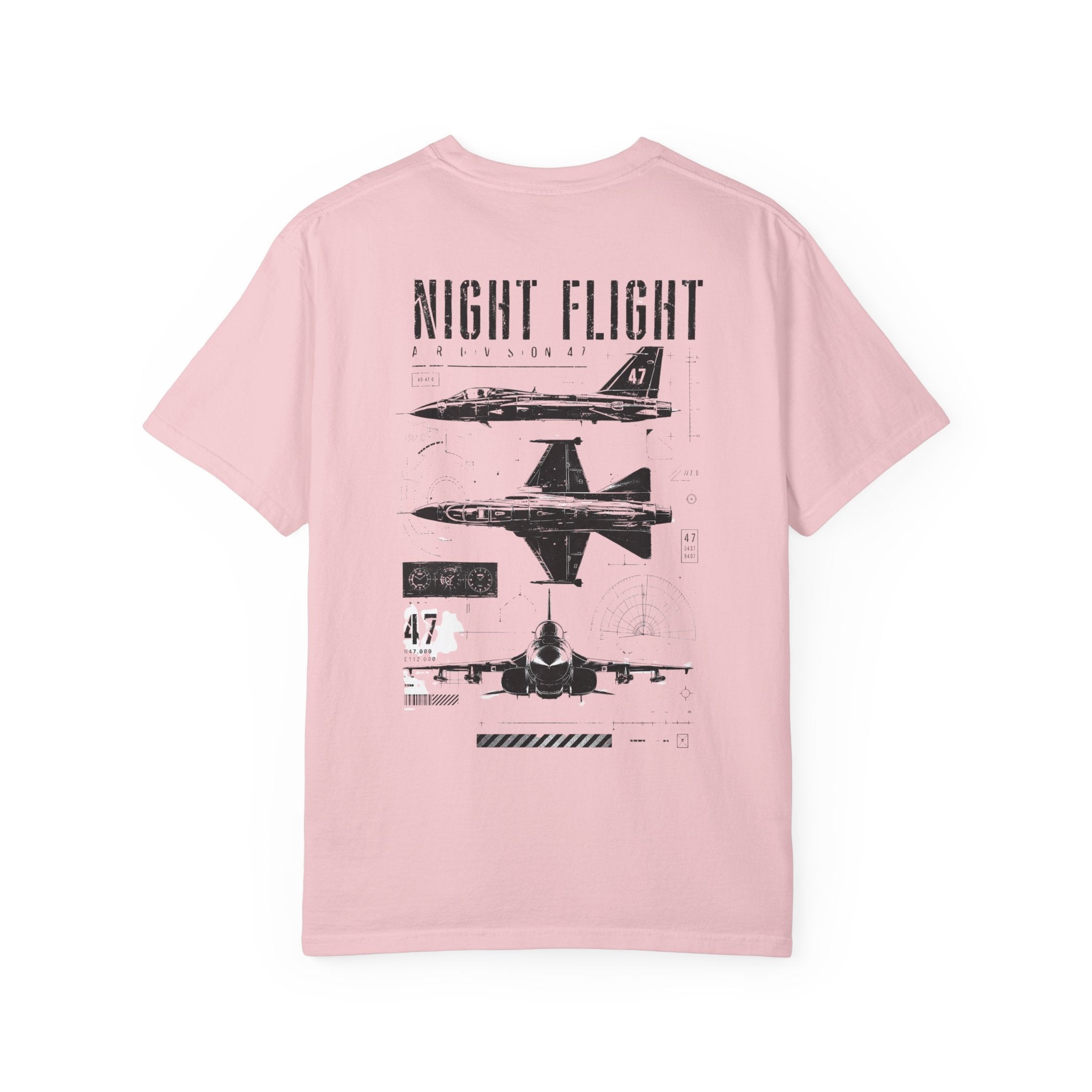 Night Flight Jet Graphic T-Shirt, Vintage Aviation Relaxed Fit Tee