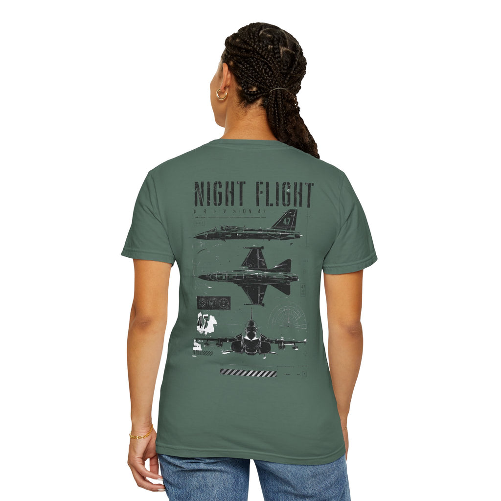 Night Flight Jet Graphic T-Shirt, Vintage Aviation Relaxed Fit Tee