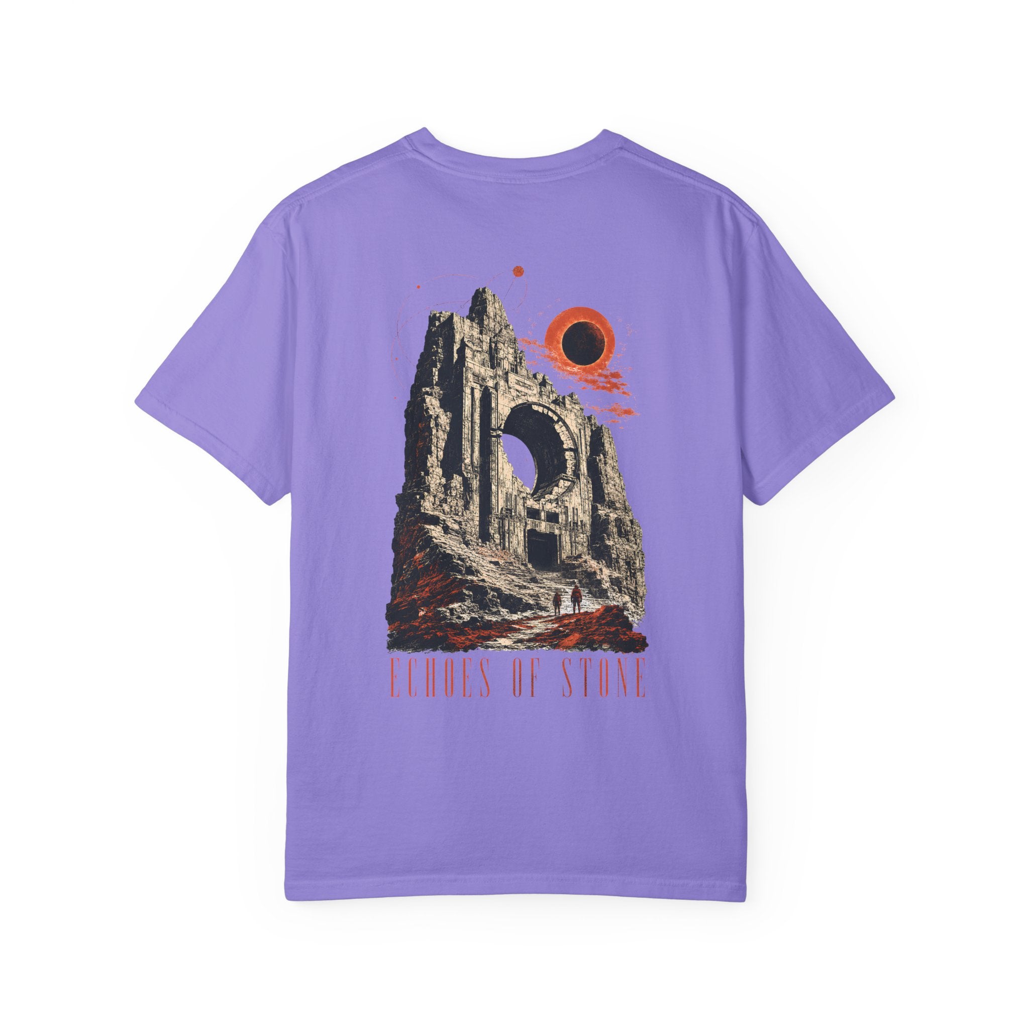 Vintage Ruins Graphic T-Shirt – Echoes of Stone Eclipse Back Print Tee