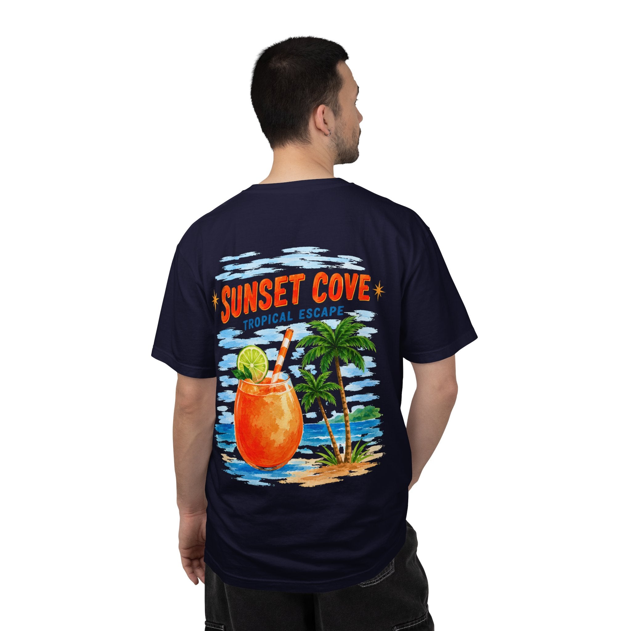 Sunset Cove tropical cocktail graphic t-shirt - product photo 7