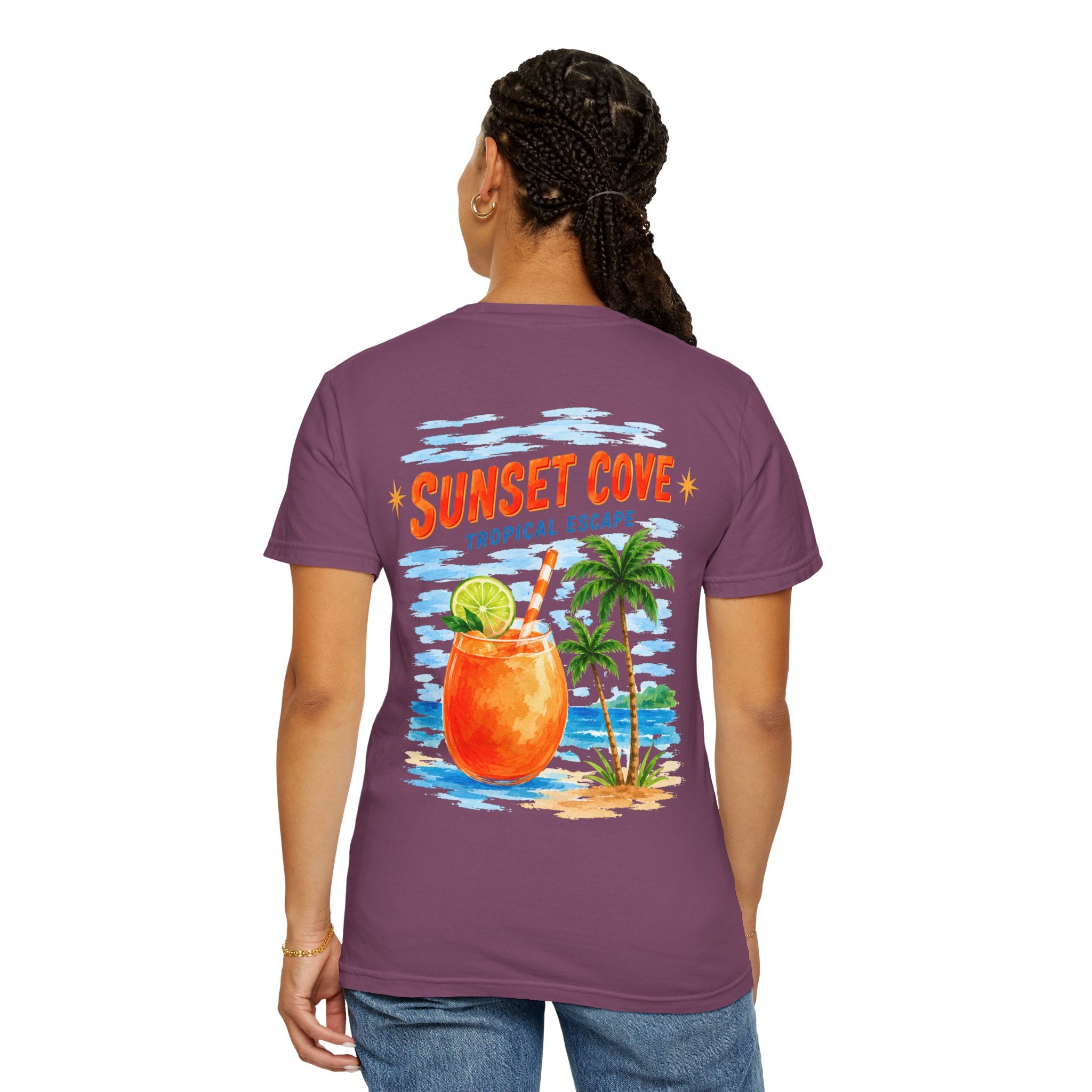 Sunset Cove tropical cocktail graphic t-shirt - product photo 27