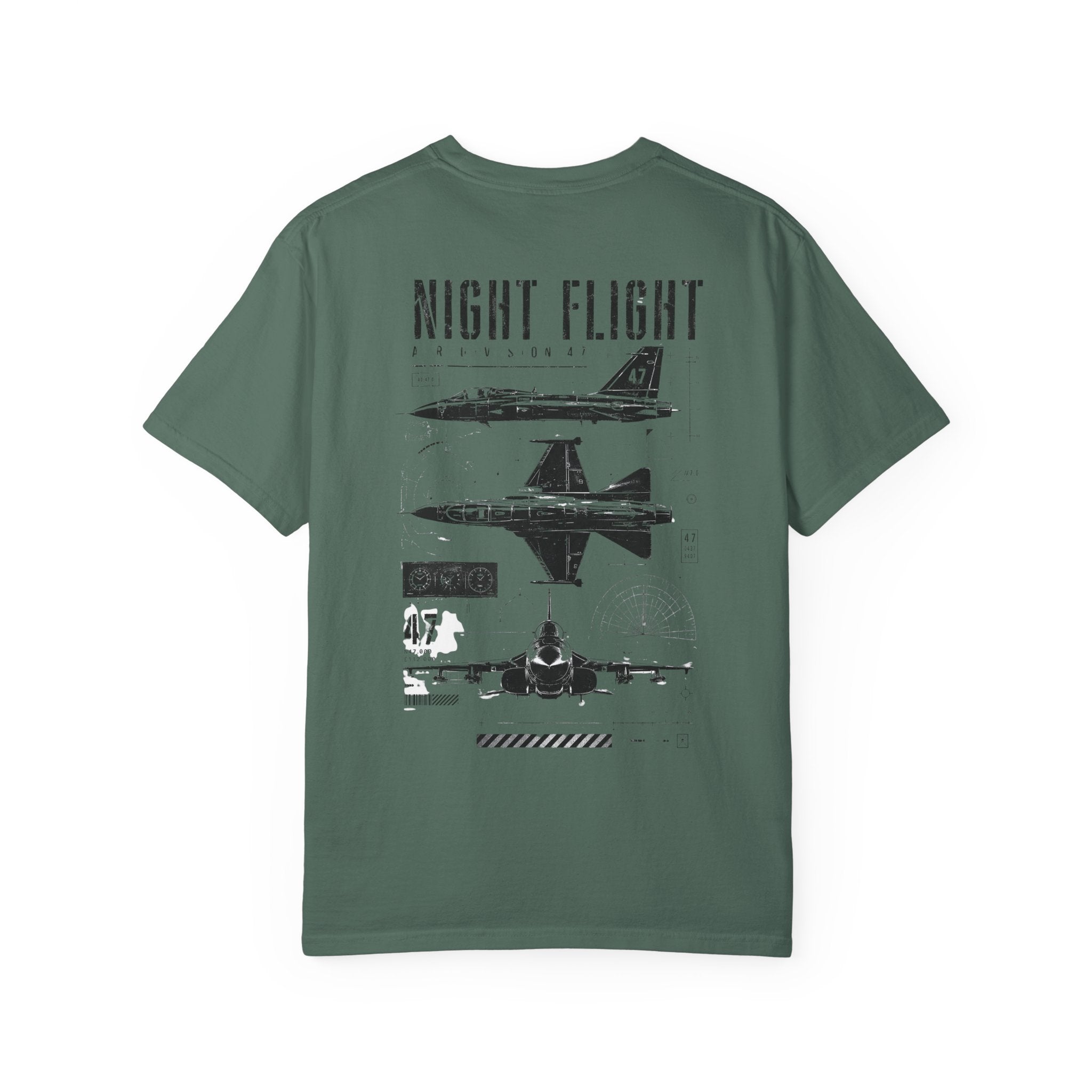 Night Flight Jet Graphic T-Shirt, Vintage Aviation Relaxed Fit Tee