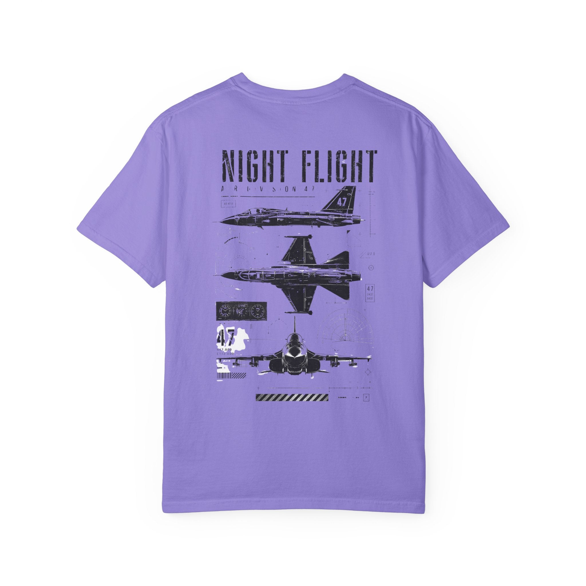 Night Flight Jet Graphic T-Shirt, Vintage Aviation Relaxed Fit Tee