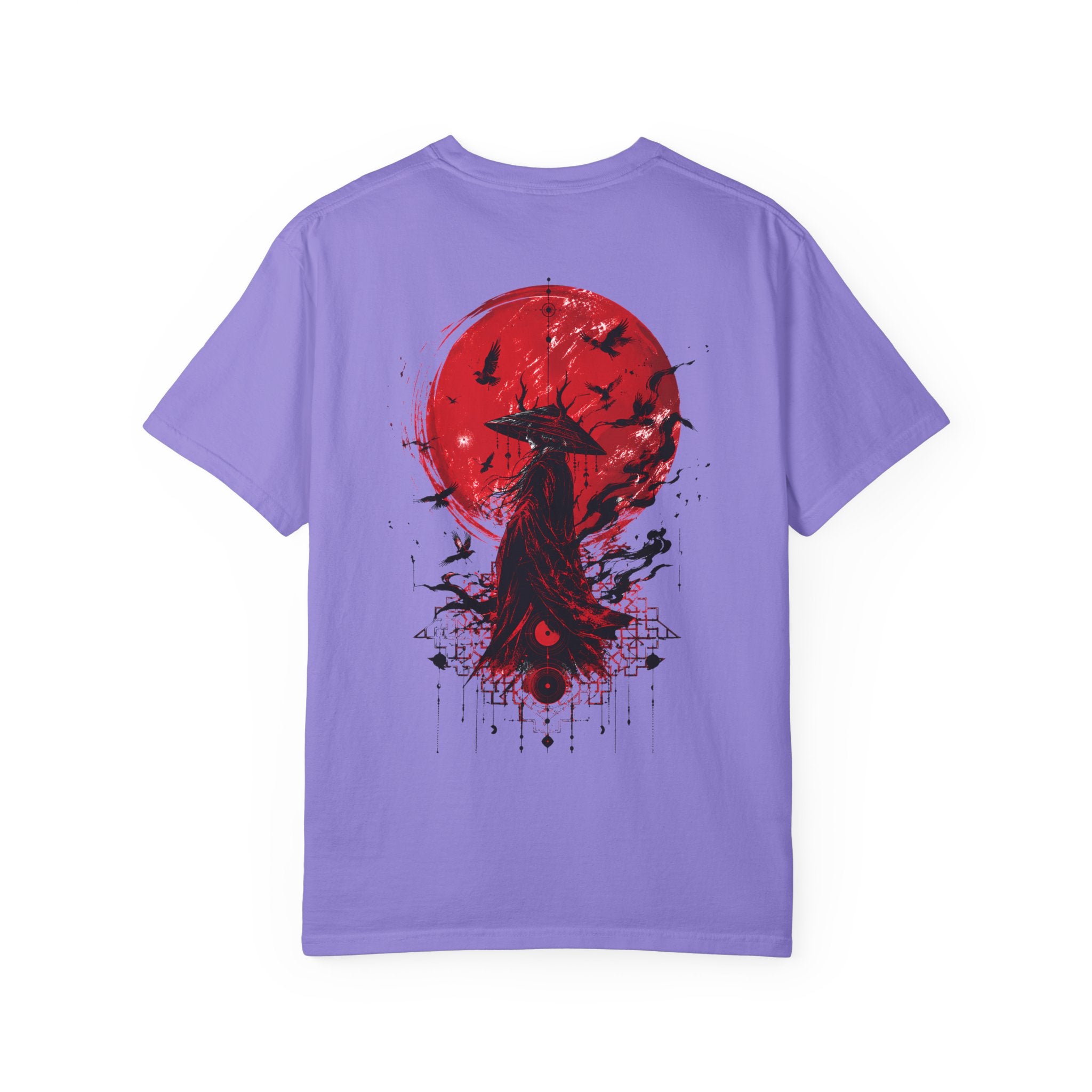 Japanese samurai red moon graphic t-shirt - color option