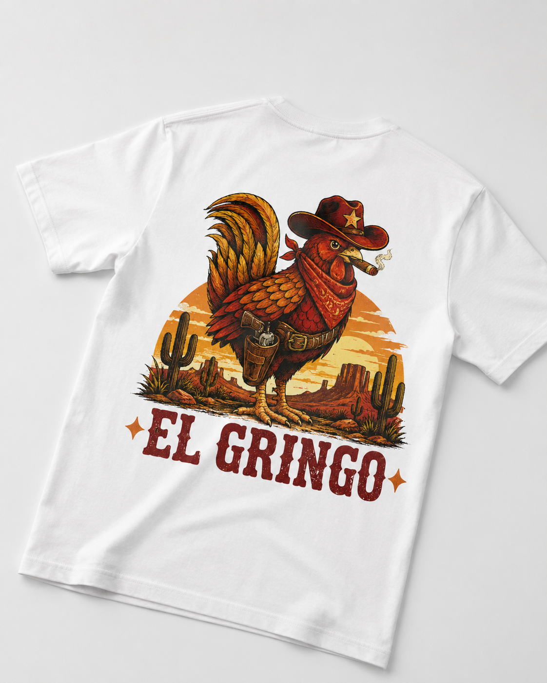 El Gringo cowboy rooster graphic t-shirt - product photo 2