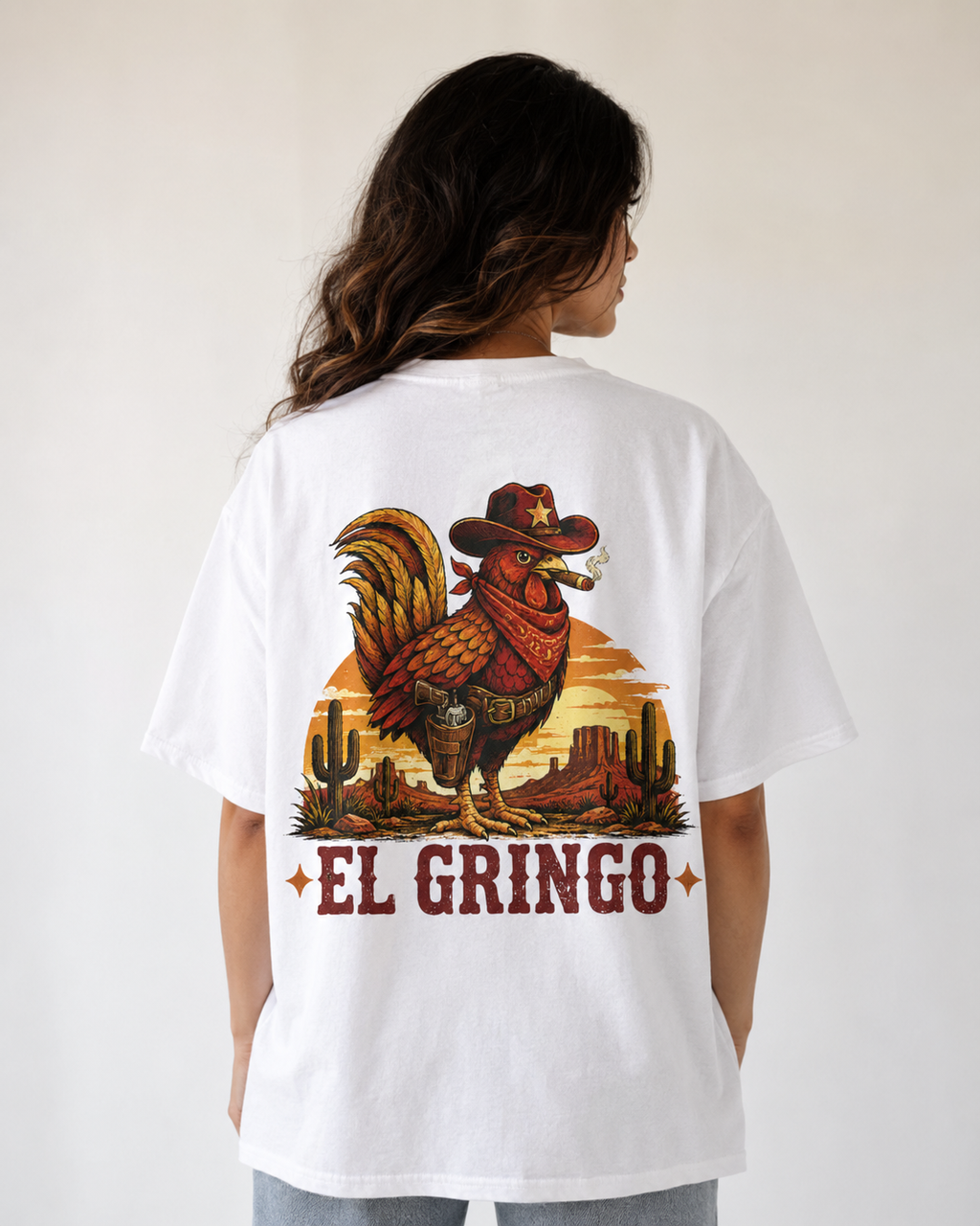 El Gringo cowboy rooster graphic t-shirt - product photo 5