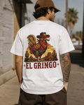 White western t-shirt with cowboy rooster and desert back print