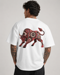 White western t-shirt with charging bull paisley back print