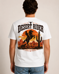 White western t-shirt with horse rider desert sunset back print