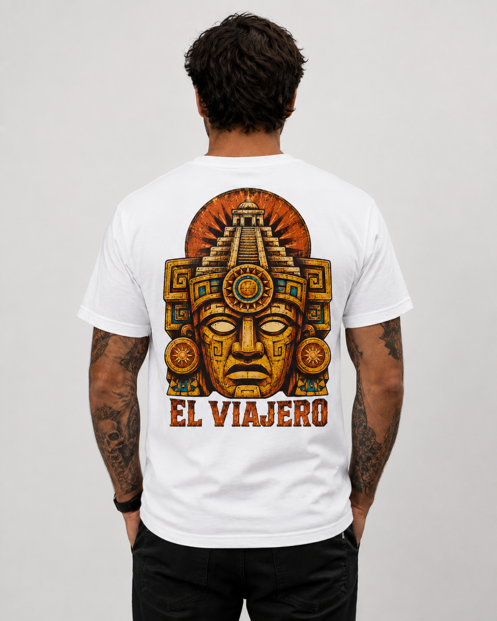 El Viajero Mesoamerican temple mask graphic t-shirt - product photo 9