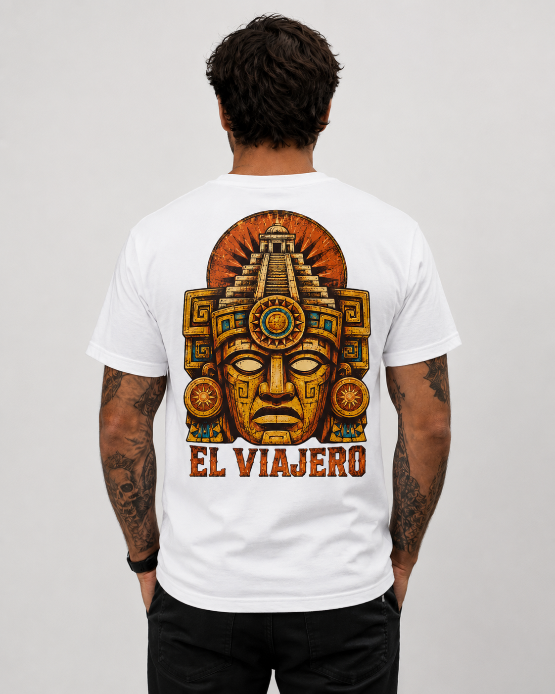 El Viajero Mesoamerican temple mask graphic t-shirt - product photo 9