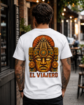 Black t-shirt with ancient temple golden mask back print