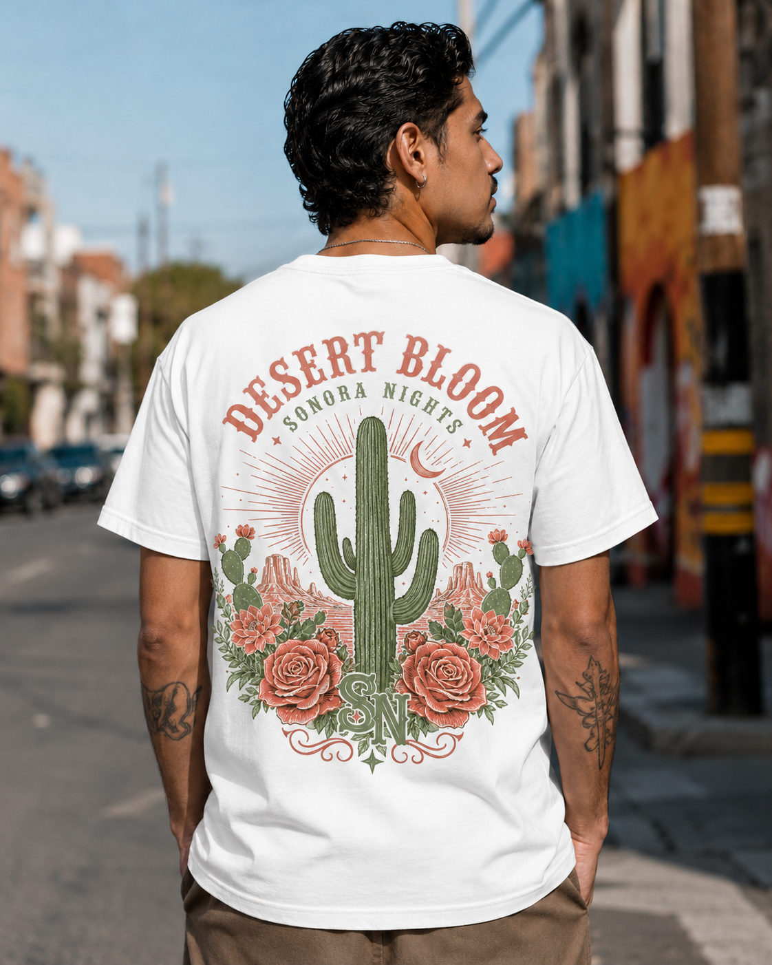 Desert Bloom Sonora Nights cactus graphic t-shirt - product photo 12
