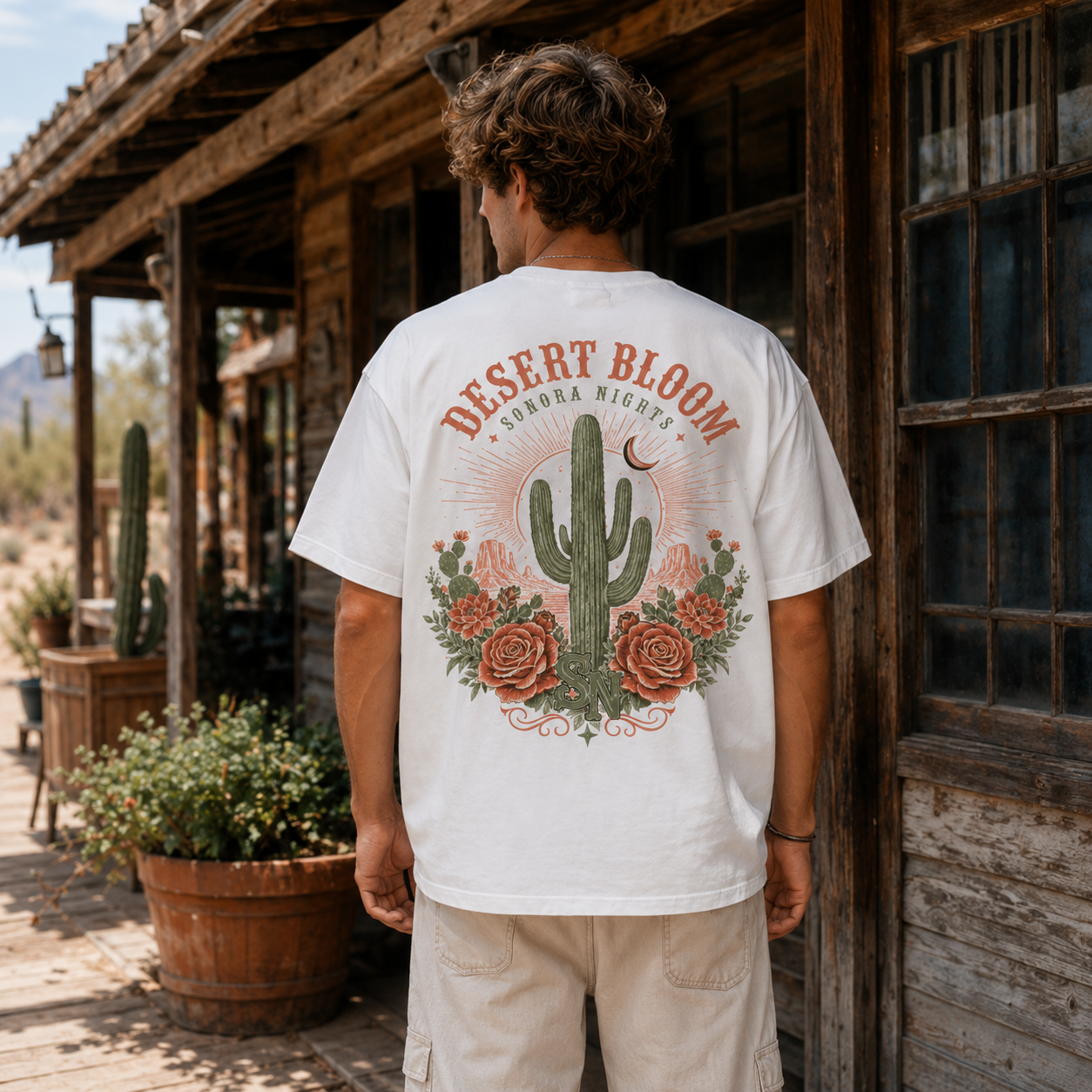 Desert Bloom Sonora Nights cactus graphic t-shirt - product photo 13