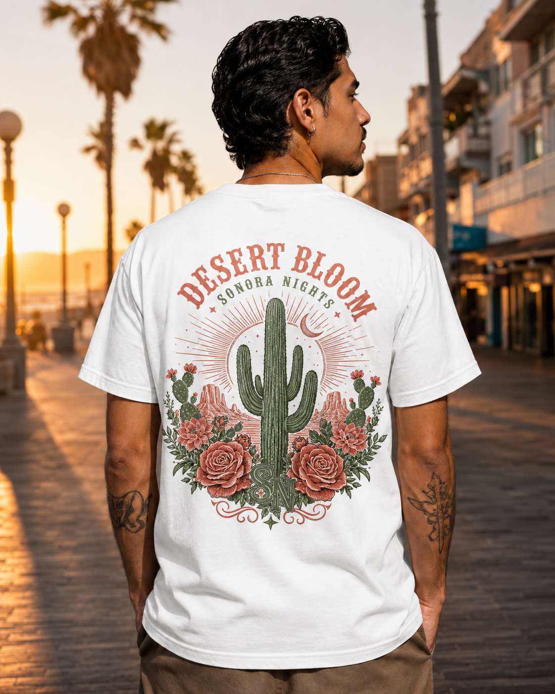 Desert Bloom Sonora Nights cactus graphic t-shirt - product photo 14