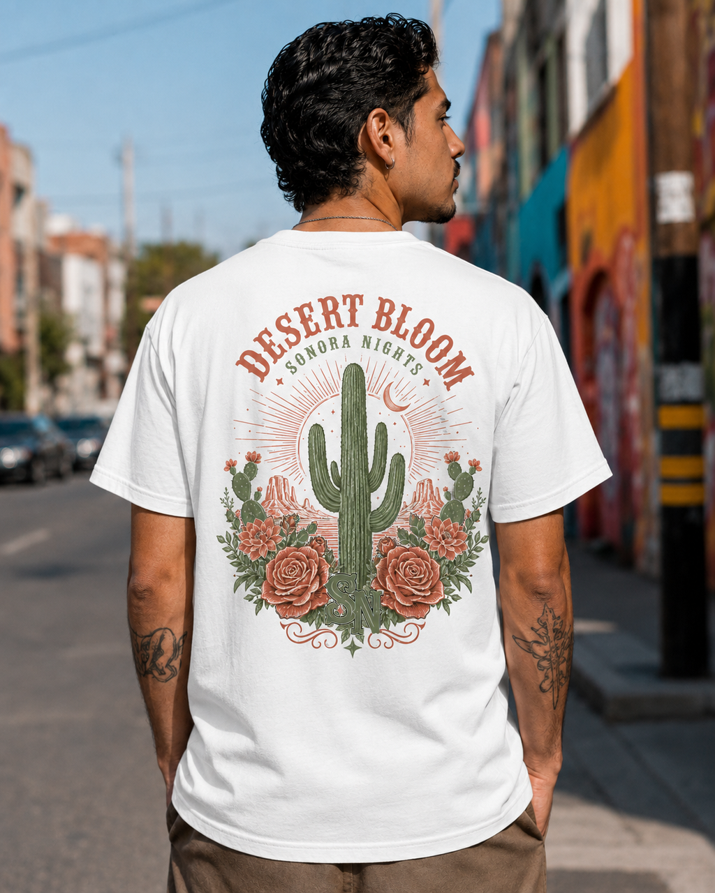 Desert Bloom Sonora Nights cactus graphic t-shirt - product photo 15