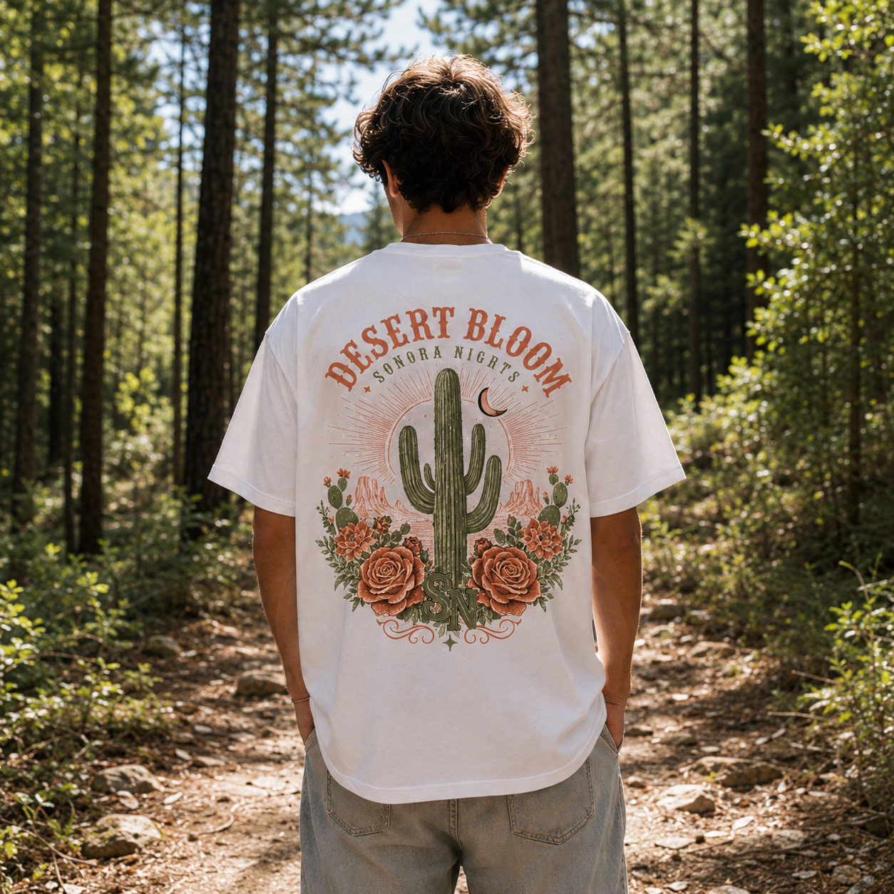 Desert Bloom Sonora Nights cactus graphic t-shirt - product photo 20