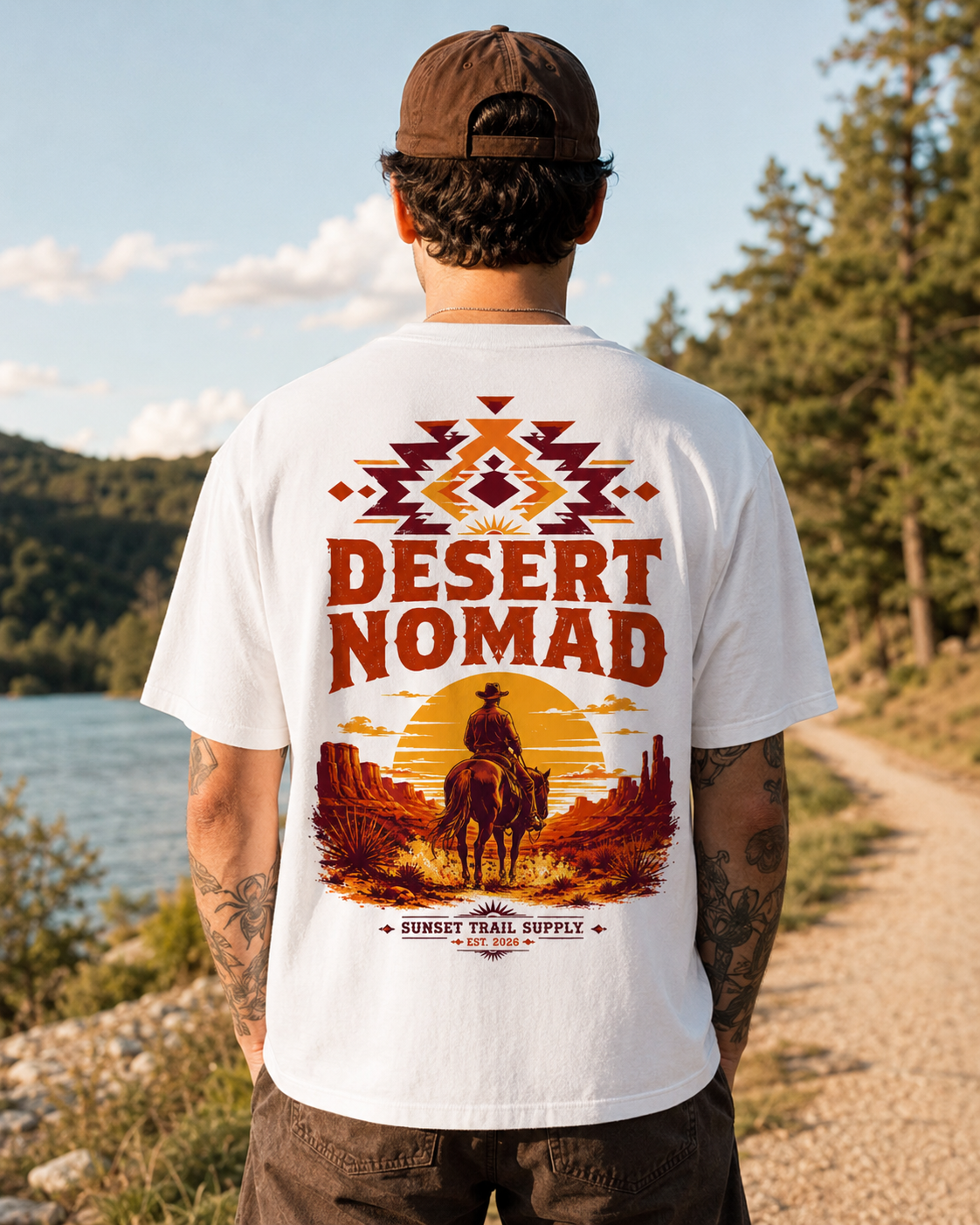 Desert Nomad western horse rider graphic t-shirt - product photo 13