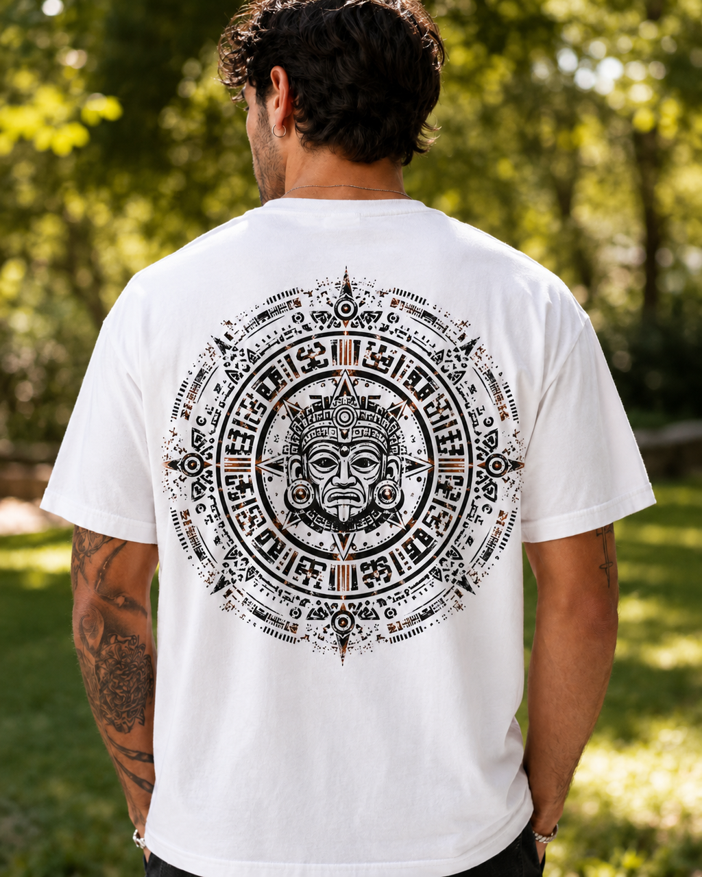 Ancient Sun Aztec calendar graphic t-shirt - product photo 8