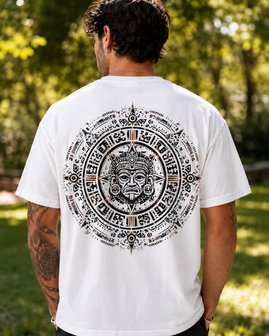 Ancient Sun Aztec calendar graphic t-shirt - product photo 8