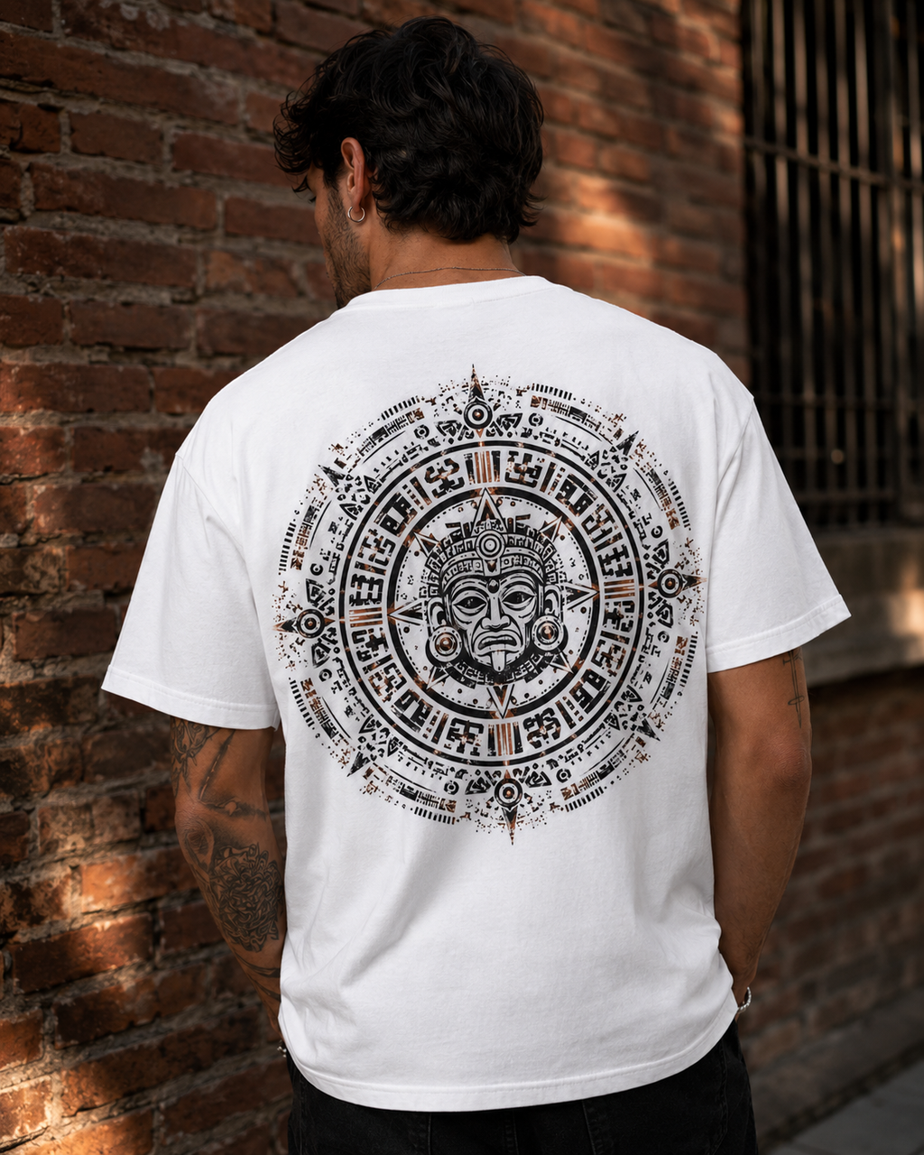 Ancient Sun Aztec calendar graphic t-shirt - product photo 11