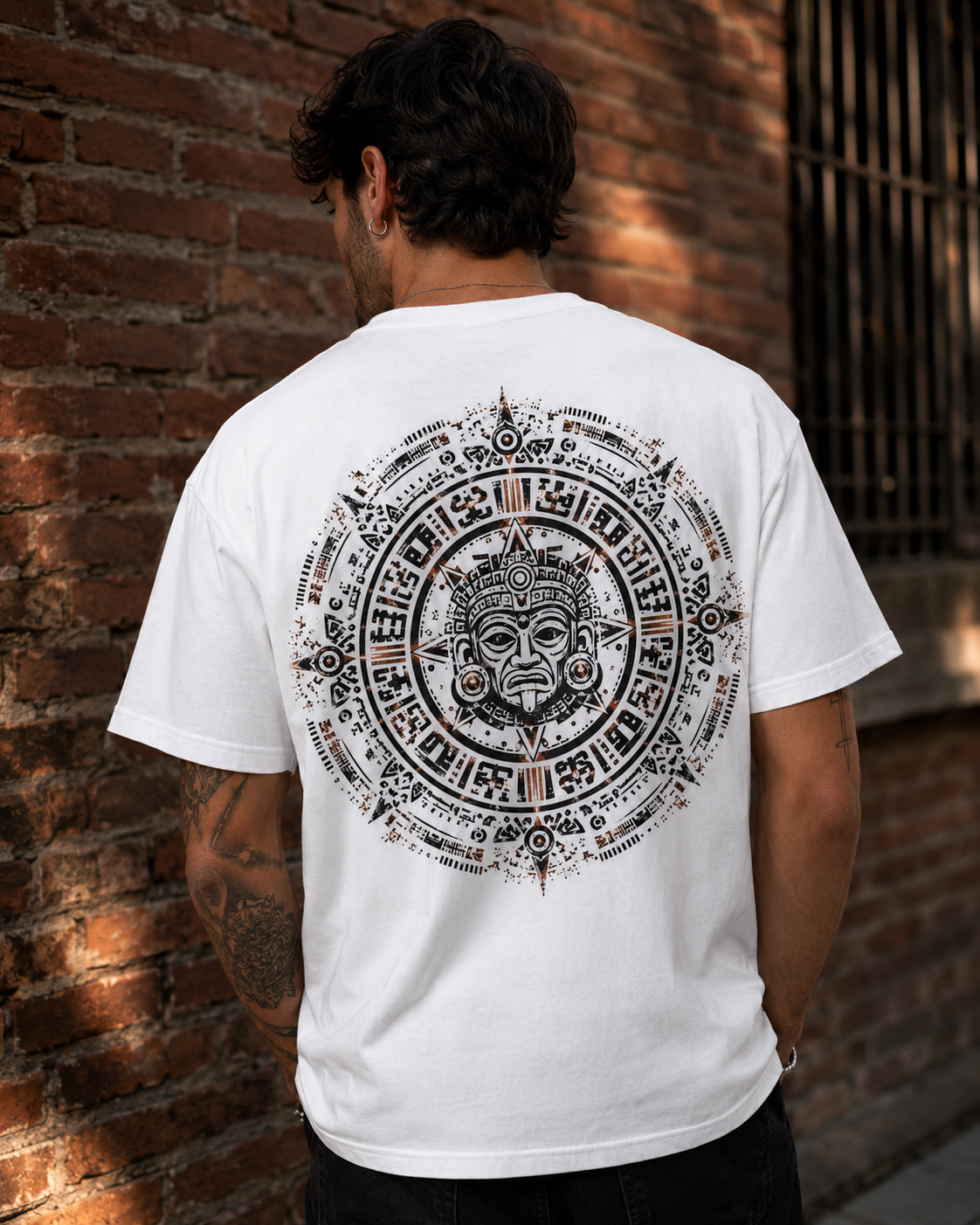 Ancient Sun Aztec calendar graphic t-shirt - product photo 11