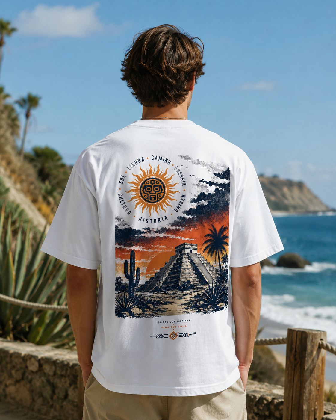 Mayan Pyramid vintage Mexico sunset graphic t-shirt - product photo 15