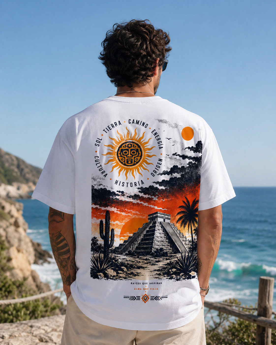Mayan Pyramid vintage Mexico sunset graphic t-shirt - product photo 16