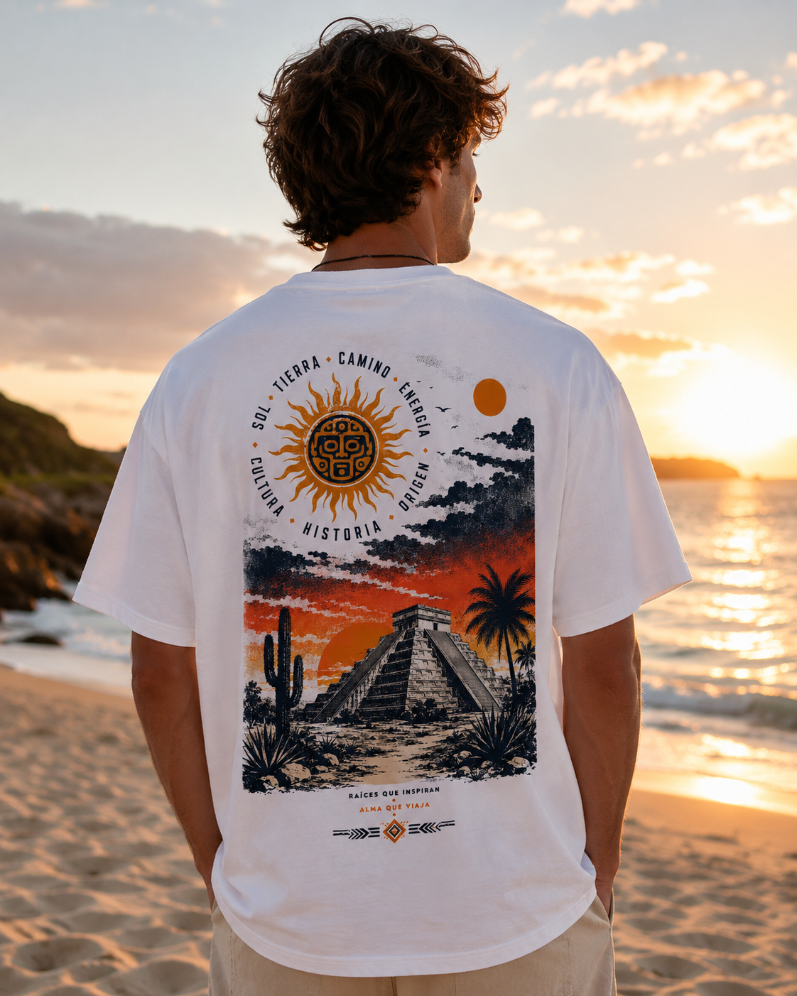 Mayan Pyramid vintage Mexico sunset graphic t-shirt - product photo 17