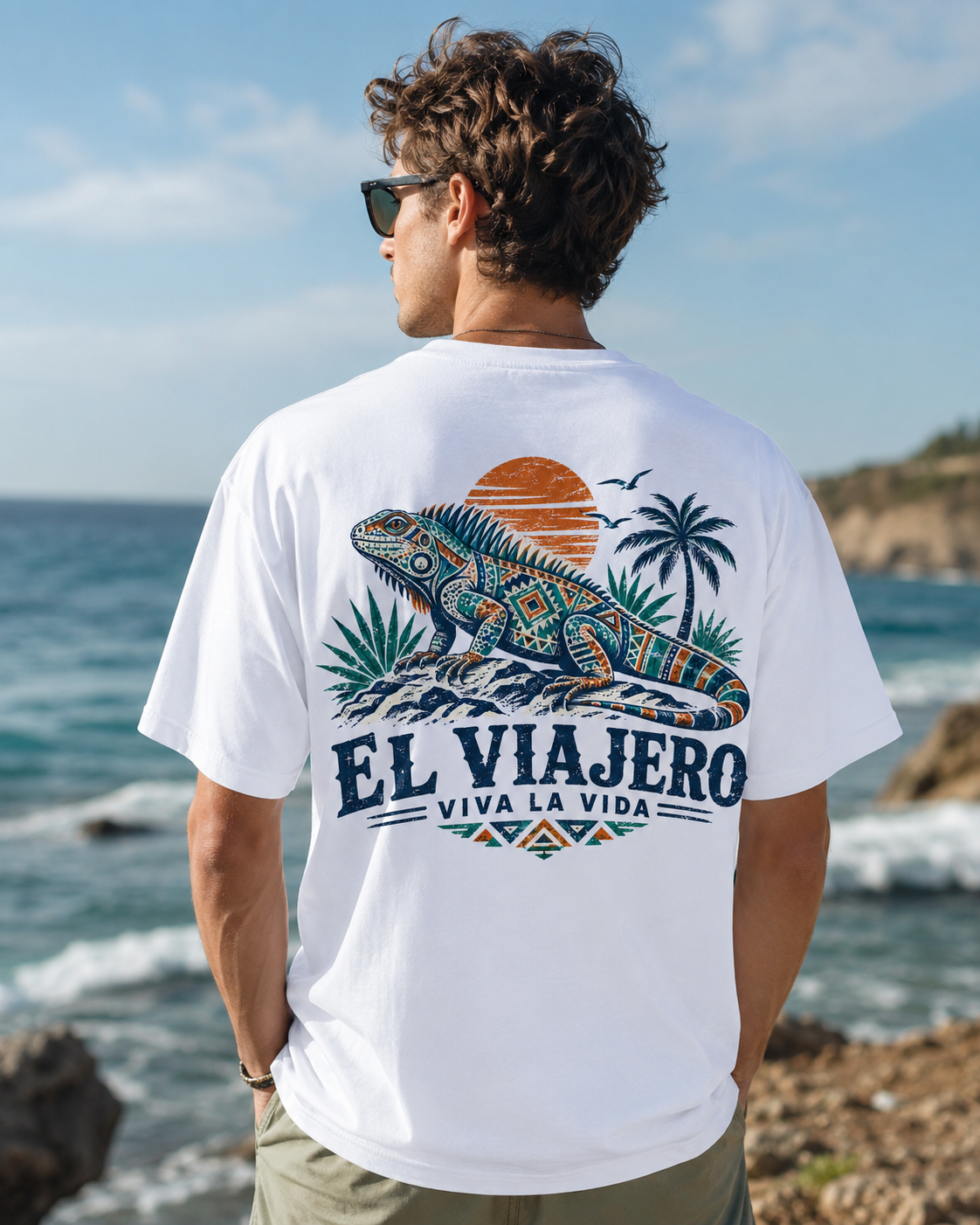 El Viajero iguana tropical graphic t-shirt - product photo 13
