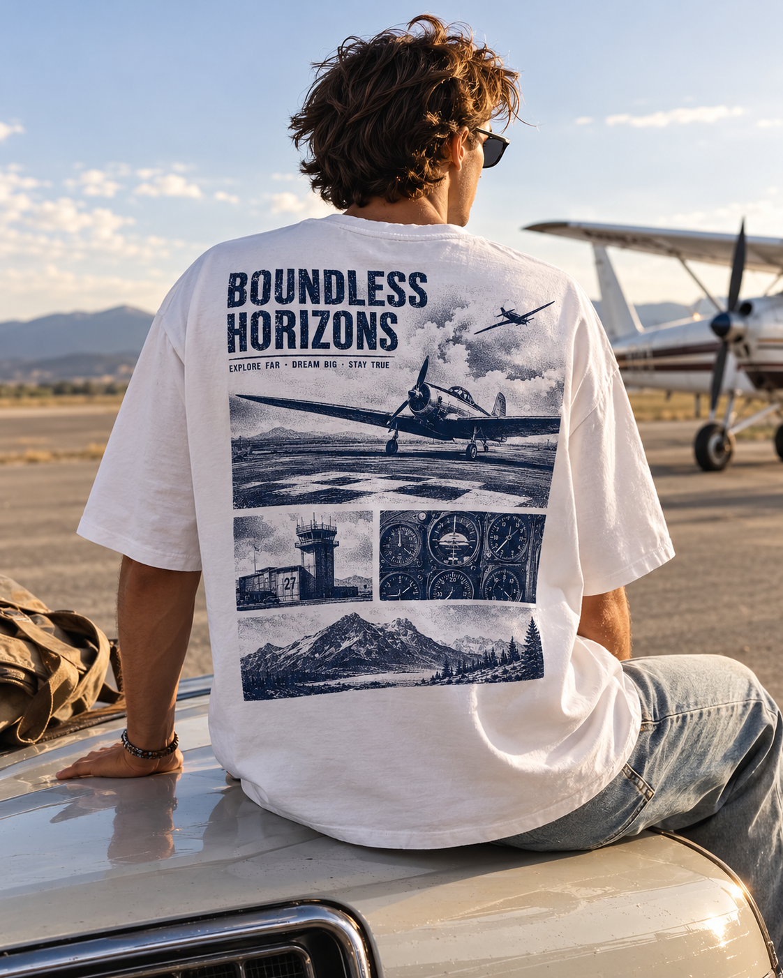 Vintage Aviation pilot graphic t-shirt - product photo 5