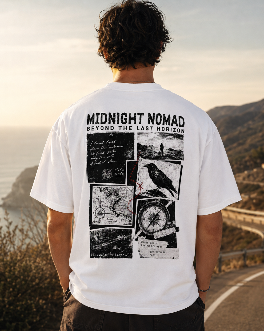 Midnight Nomad raven travel graphic t-shirt - product photo 2