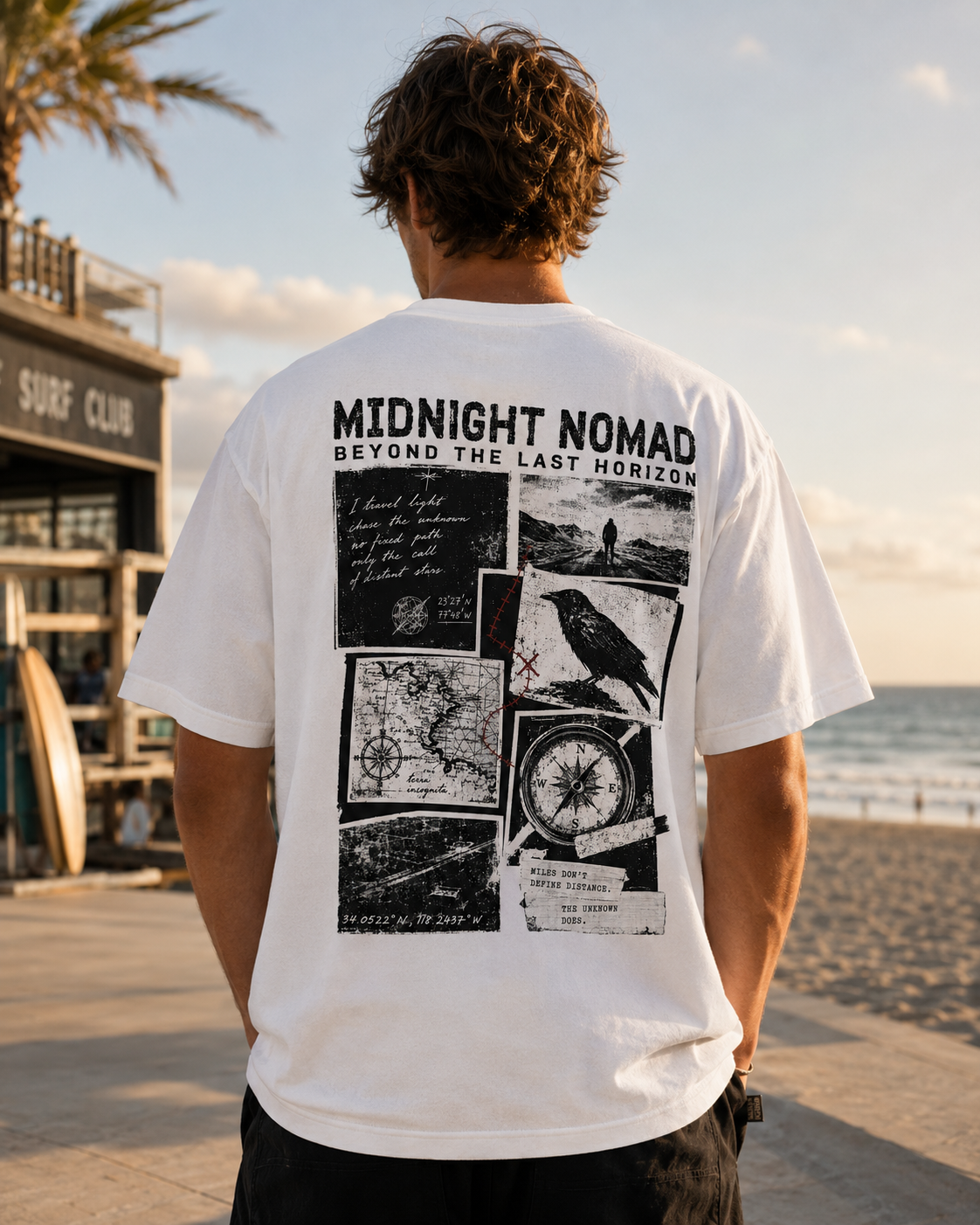 Midnight Nomad raven travel graphic t-shirt - product photo 3
