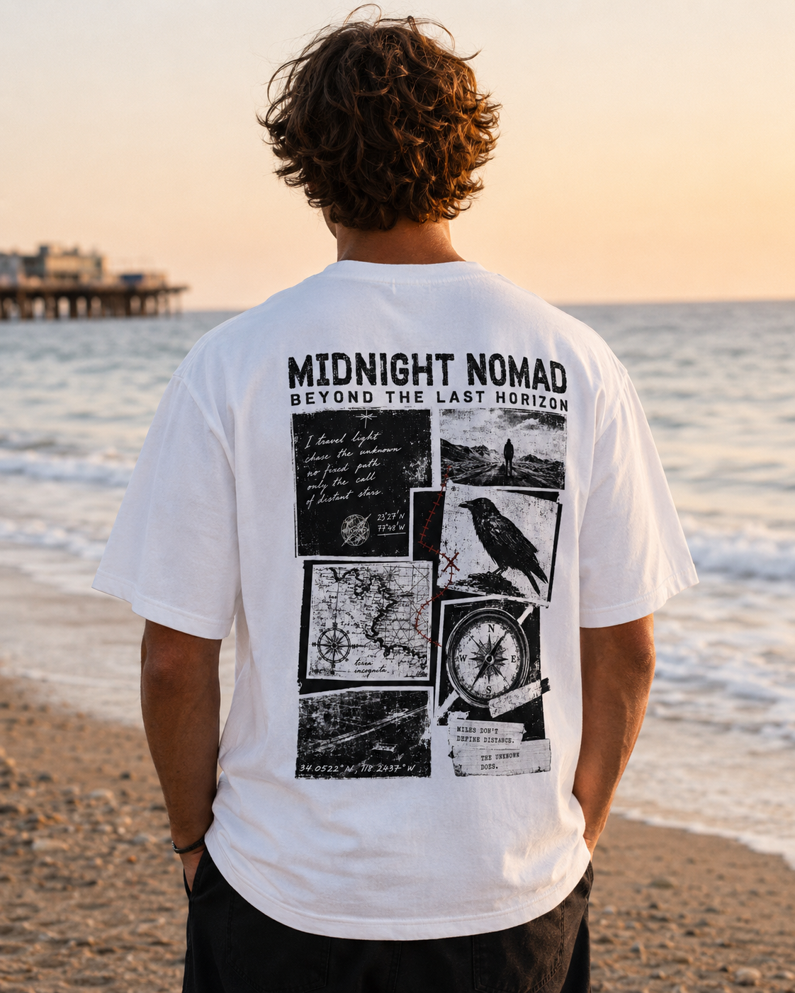 Midnight Nomad raven travel graphic t-shirt - product photo 5