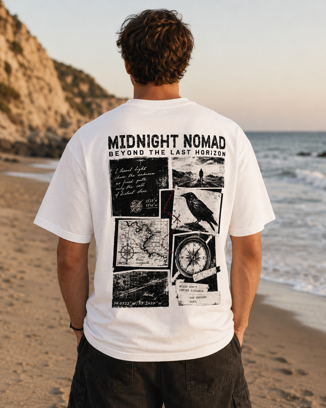 Midnight Nomad raven travel graphic t-shirt - product photo 4