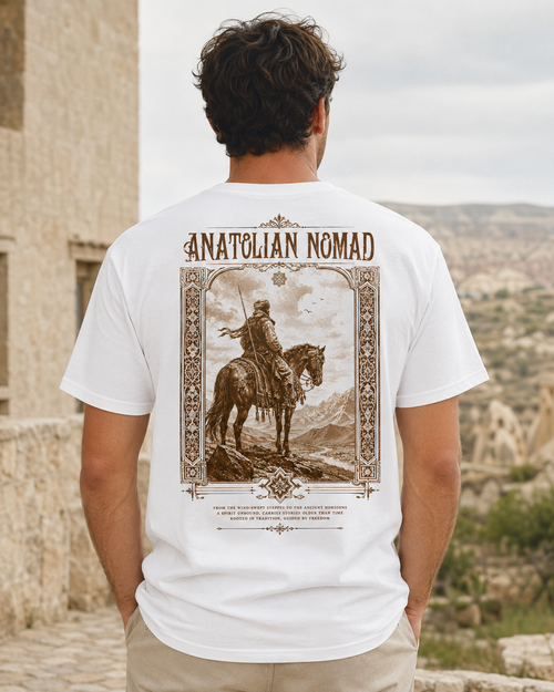 Anatolian Nomad vintage horseback warrior graphic t-shirt - back print view