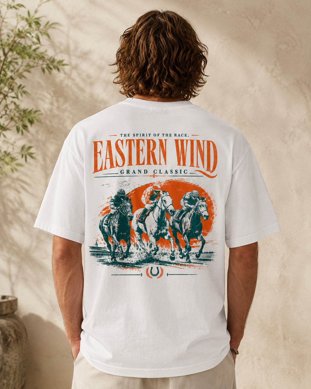 Eastern Wind Grand Classic horse racing t-shirt - close-up detail