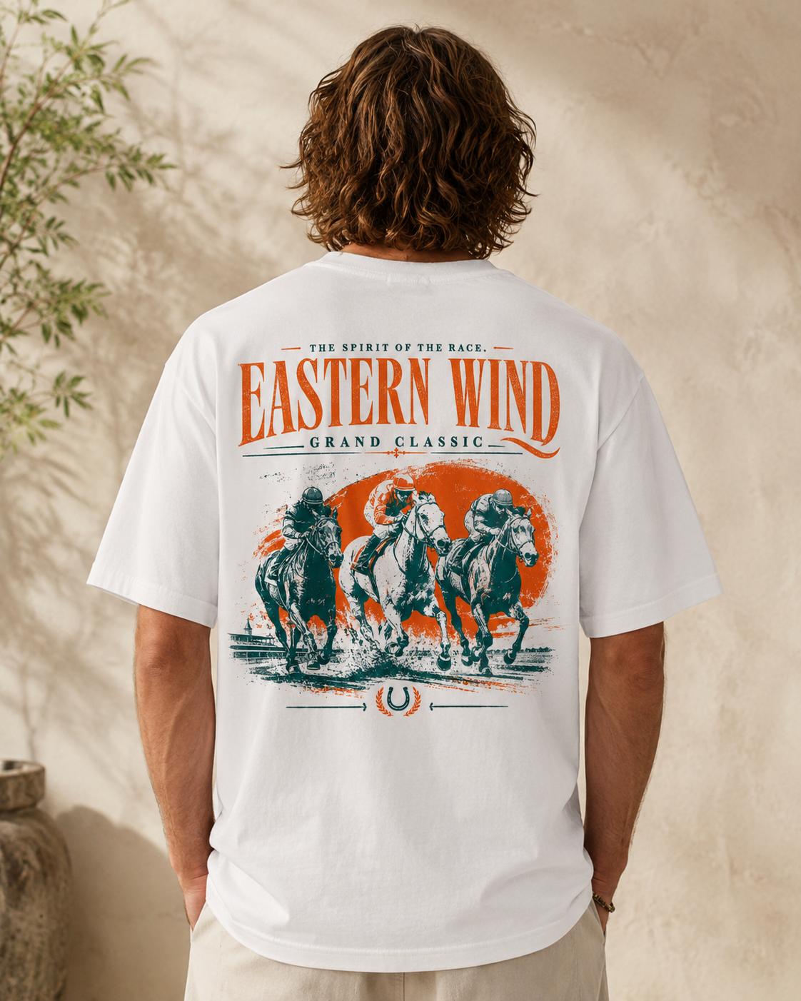 Eastern Wind Grand Classic horse racing t-shirt - close-up detail