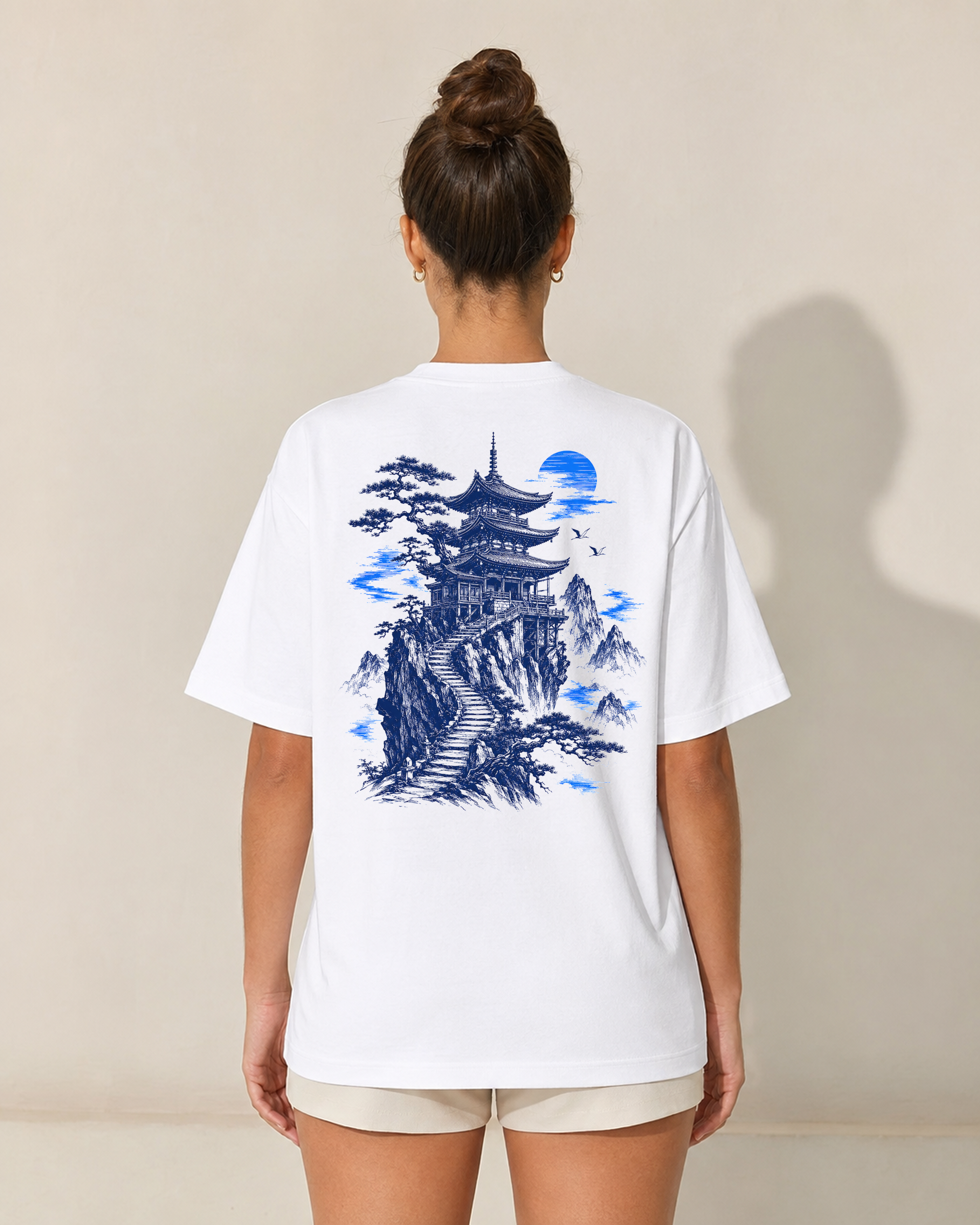 Japanese Pagoda Graphic T-Shirt – Blue Mountain Back Print