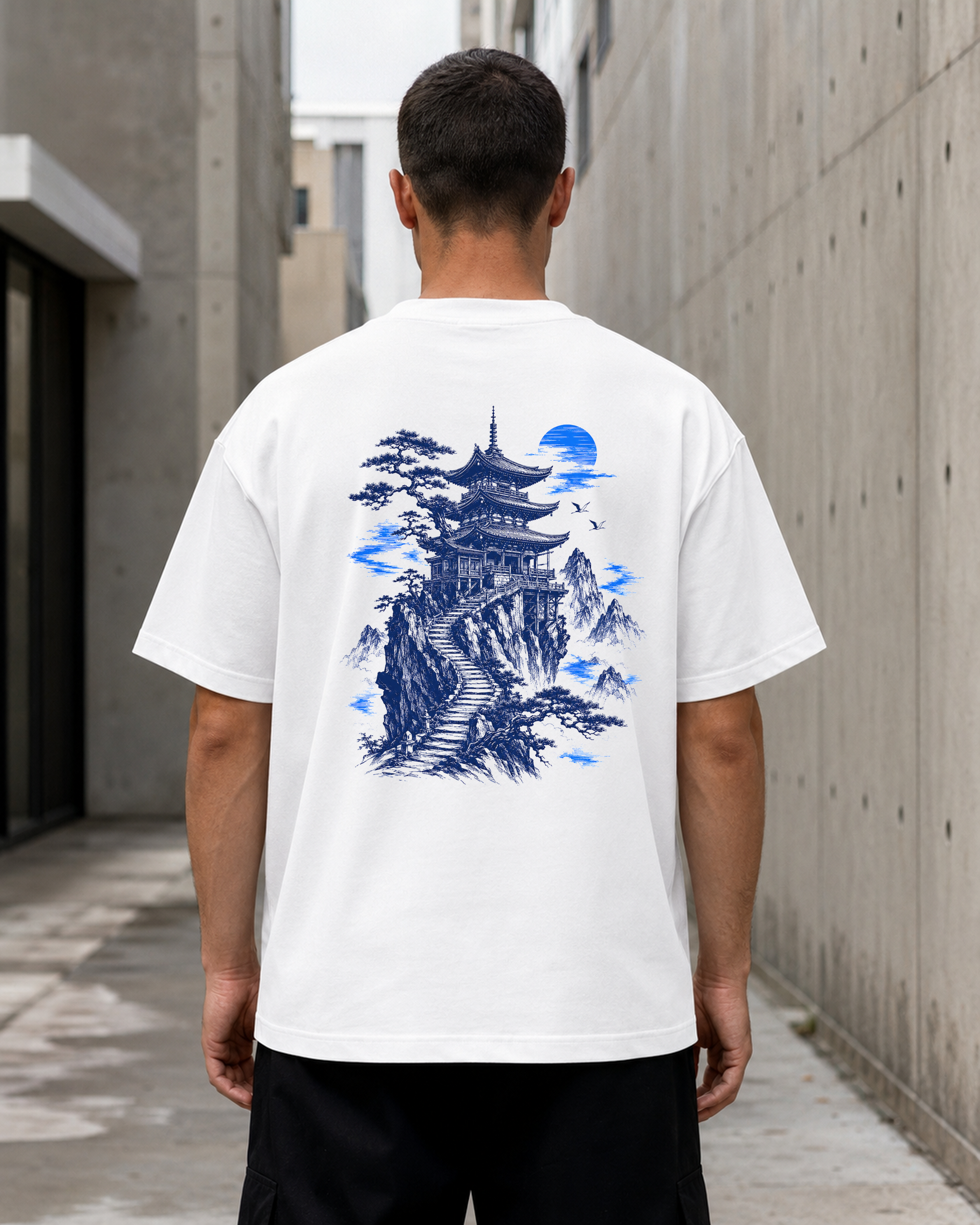 Japanese Pagoda Graphic T-Shirt – Blue Mountain Back Print